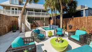 Enjoy a poolside BBQ using the propane grill...