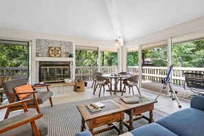 Commons living area with fireplace