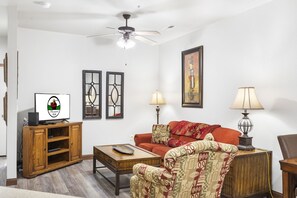 Living Room with Cable TV And Flatscreen, Sleeper Sofa