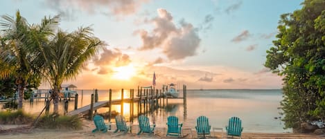 Private Beach with sunsets every night framed with Coconut trees