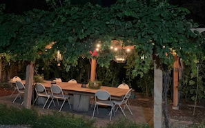 Relax under the grape arbor while eating, working, visiting, or just relaxing