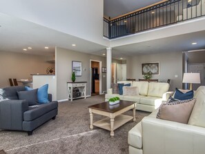 Gorgeous modern home with open great room and upper level