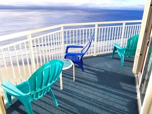 Listen to the waves crash from the oversized oceanfront balcony.