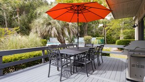 Large private deck with outdoor seating