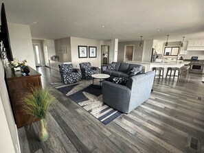 Large open concept downstairs, perfect for family gatherings.