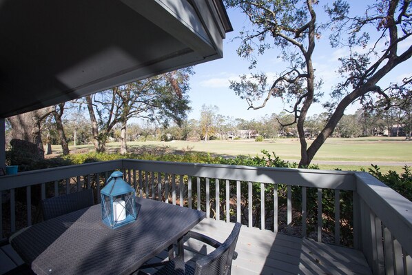 Deck with golf views