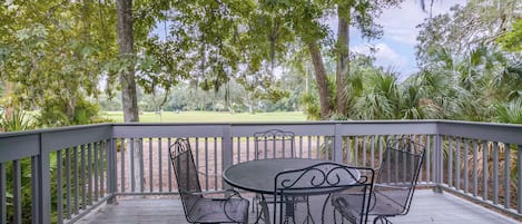 Deck with golf views