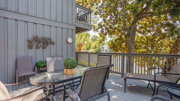 Private deck with views of of lagoon