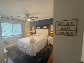 Primary bedroom with queen bed