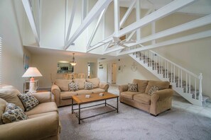 Large living area with loft