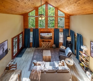 The living room view from the loft