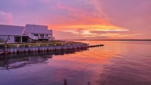 sunset view of property