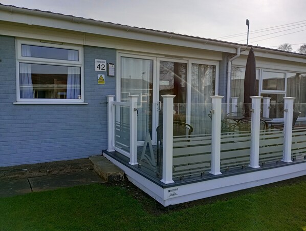 Outside decking area for dining outside.