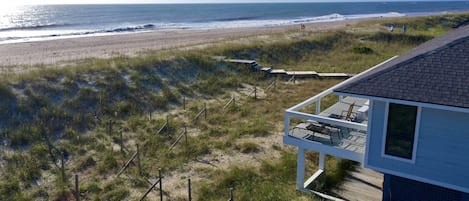 Huge deck with ocean views, private beach access, plenty of beach toys and chairs, Summer Wind is a perfect BHI Vacation