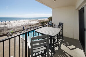 Views overlooking pool and beach