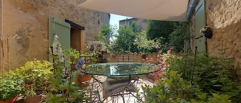 East-facing terrace leading off the kitchen