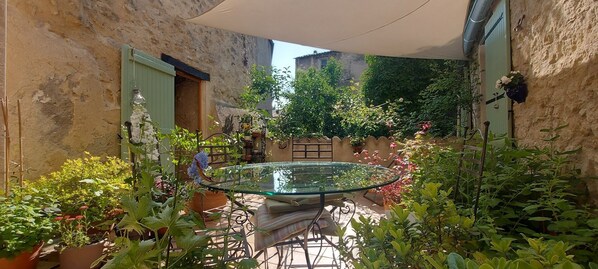 East-facing terrace leading off the kitchen