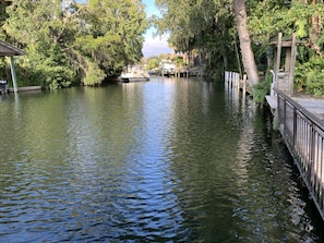 View of the wide canal from the dock