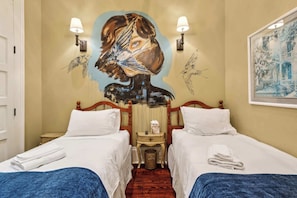 Bedroom 2 with Two Twin Beds and Hand Painted Mural