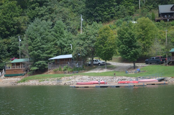 Private Bungalow with great view of lake and dock.