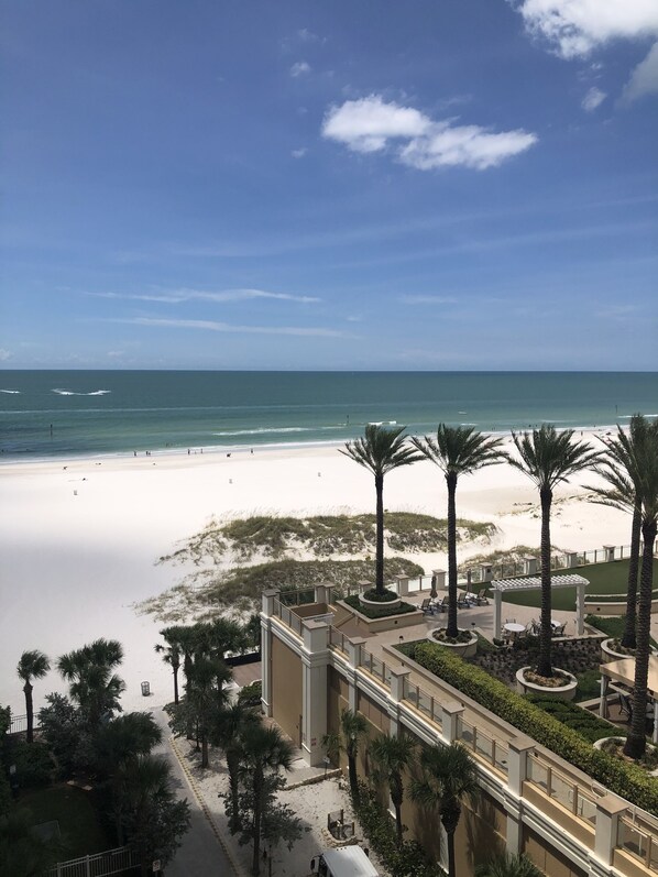 View of beach from balcony