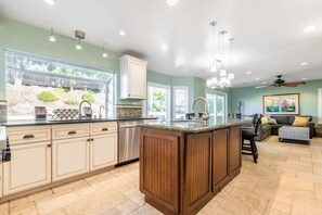 Room, Indoors, Flooring, Kitchen, Kitchen Island