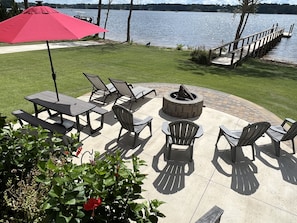 Plenty of seats to soak up the sun and picnic table to set up food and bar