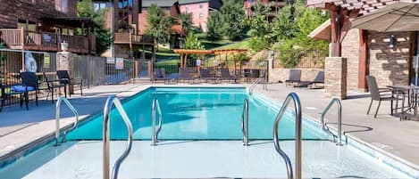 Outdoor pool in the community, open May to September