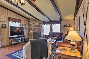 Great Room | 1st Floor | Wood-Burning Fireplace | Firewood Provided