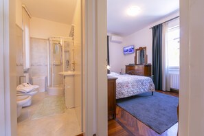 The bathroom and the entrance to the master bedroom