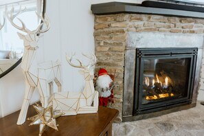 Warm up by the electric fireplace