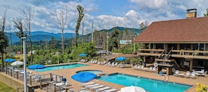 North clubhouse offers three swimming pools, lighted tennis courts.