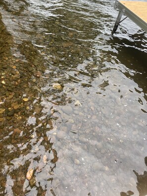 Clear water off the dock for swimming!
