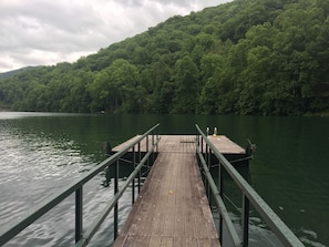 Dock. We have a fewkayaks to borrow, stand-up paddle boards, life jackets. 