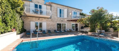 Croatia luxury beachfront villa Casa Mare with private heated pool on the terrace in Brac island