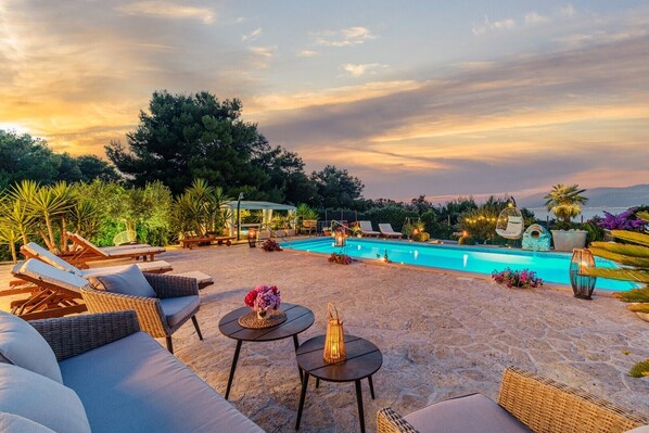Sea view in a private beachfront villa Mir on Brac island