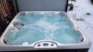 hot tub is ready and professionally treated several times a week