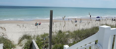 Stairs leading to beach a few steps away from home