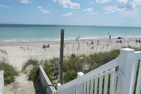 Stairs leading to beach a few steps away from home