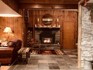 Gas Fireplace, a perfect nook to read a book, stretch out, and unwind