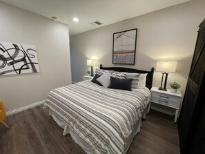 Large comfortable Master with a smart TV, bathroom 