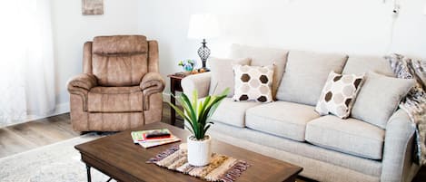 Enjoy this exceptional living room space on these comfortable sofas and recliner!!