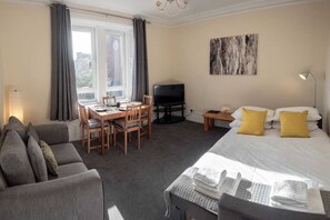 The sofa in the lounge easily folds out into a full size double bed 