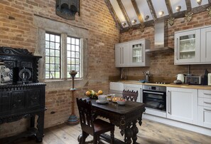 First floor:  Kitchen with vaulted ceiling