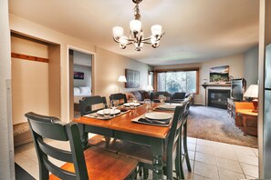 Dining area overlooks the living room