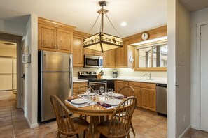 Stainless steel appliances in the kitchen