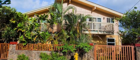 Locked gates & tall plants for added privacy