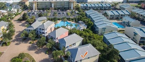 Aerial View of Beach Retreat Cottages