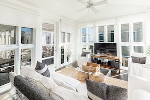 AIRY, OPEN LIVING W/ WALL OF WINDOWS AND GULF VIEWS,