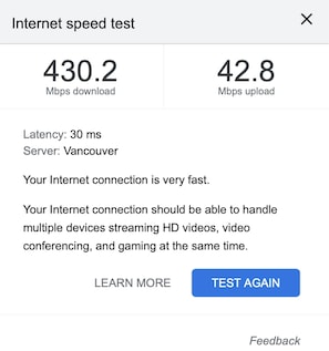 Internet speeds may vary